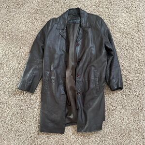 Vintage Dark Brown Leather Coat